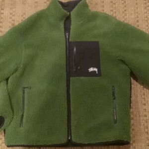 Stussy green sherpa Reversible Jacket